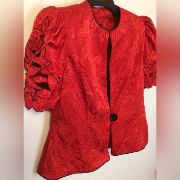 Vintage Karen Lawrence by Matthew red black blazer jacket size 14 - Picture 2 of 7